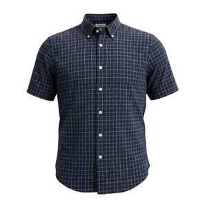 Goodthreads Poplin Button Down Shirt Mens XXXLT Blue Check Short Sleeve